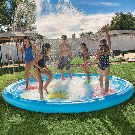Under the Sea 10 Ft Diameter Inflatable Splash Pad Wading Pool with Sprinkler