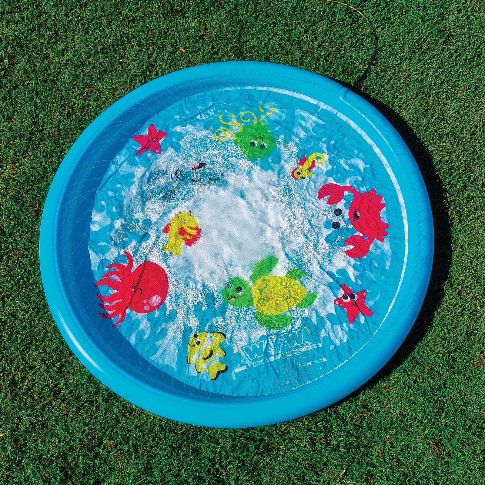 Under the Sea 10 Ft Diameter Inflatable Splash Pad Wading Pool with Sprinkler