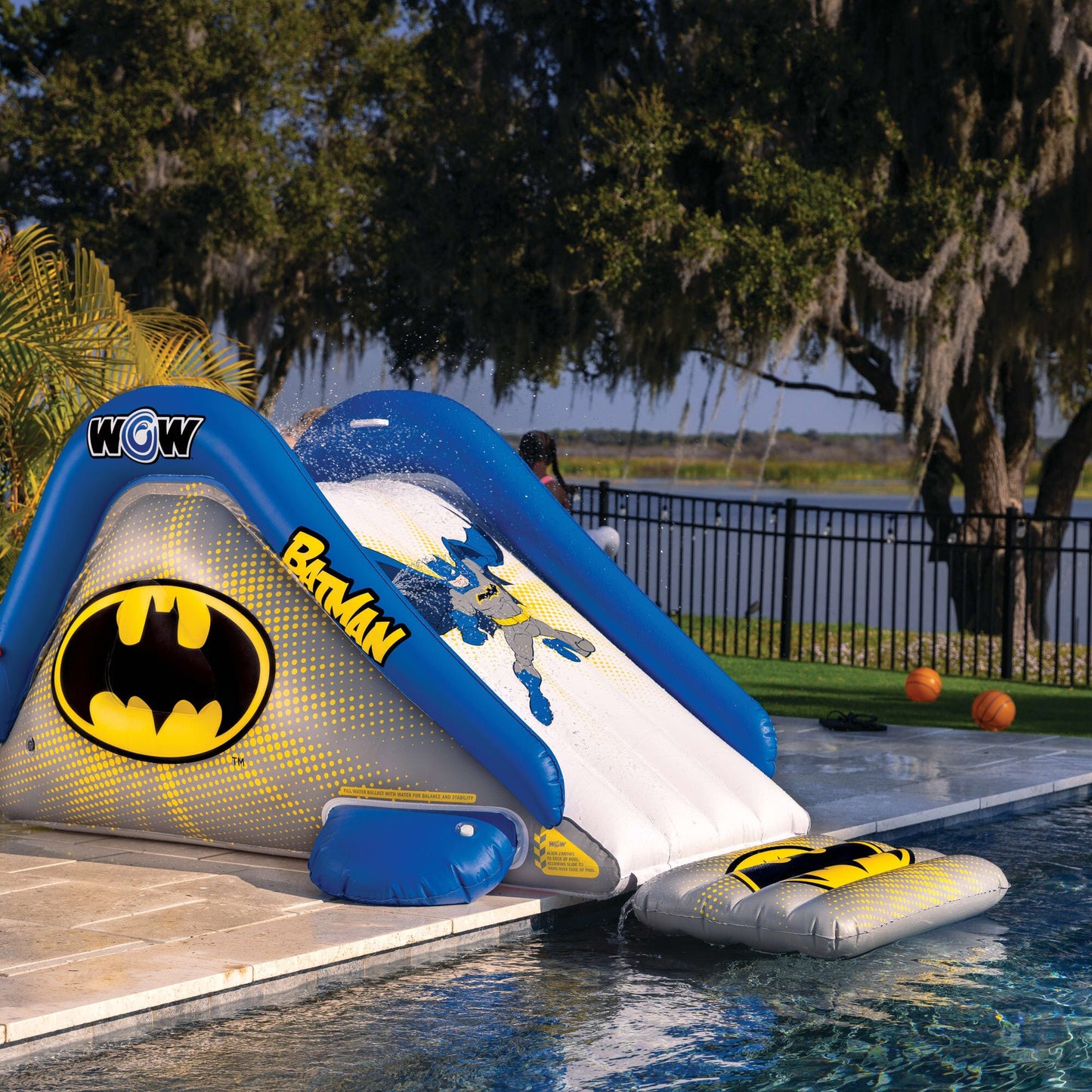 Batman Pool Slide with Built-in Soaker Sprinklers