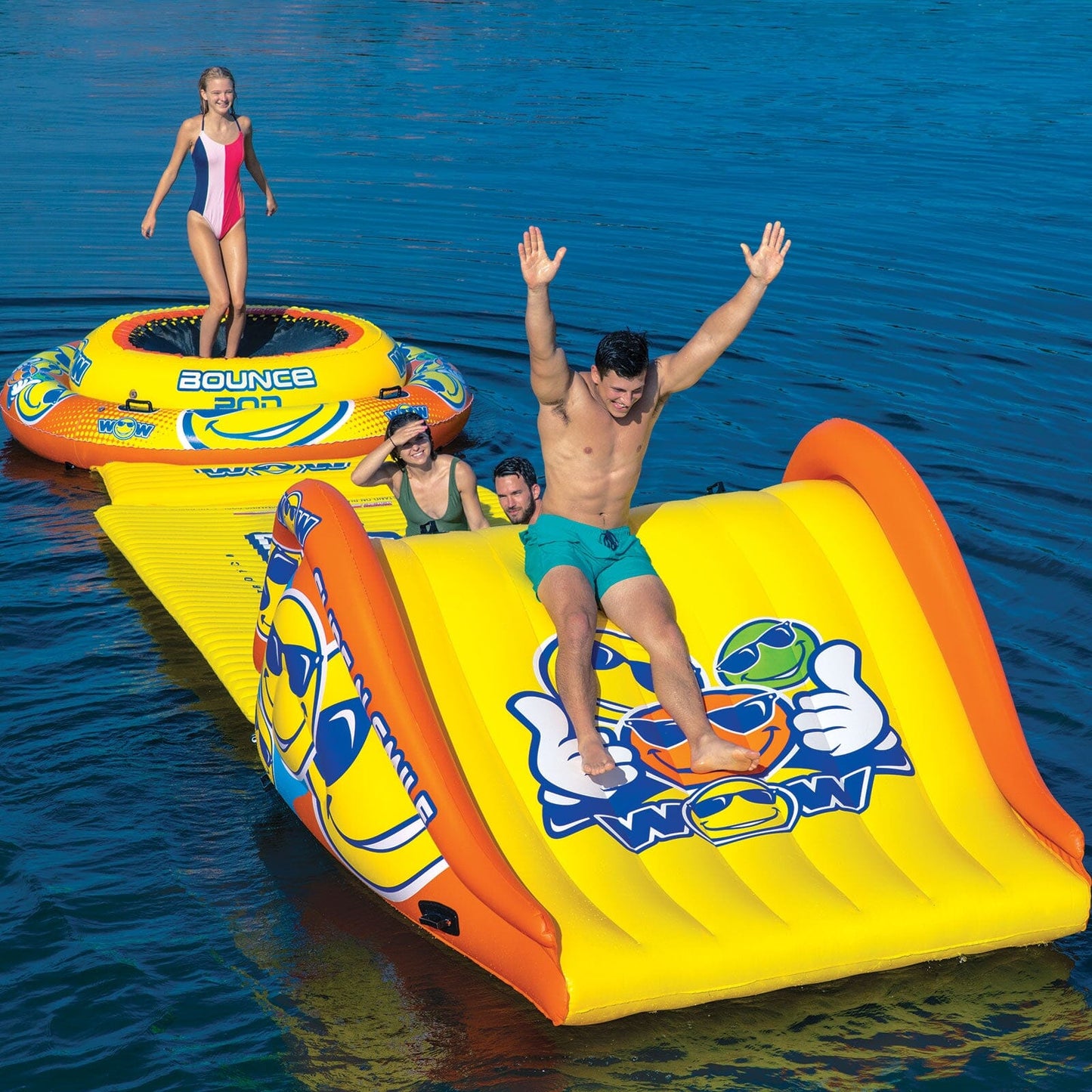 Inflatable Bounce Slide - Bounce Pod Floating Jump Station - WOW Sports