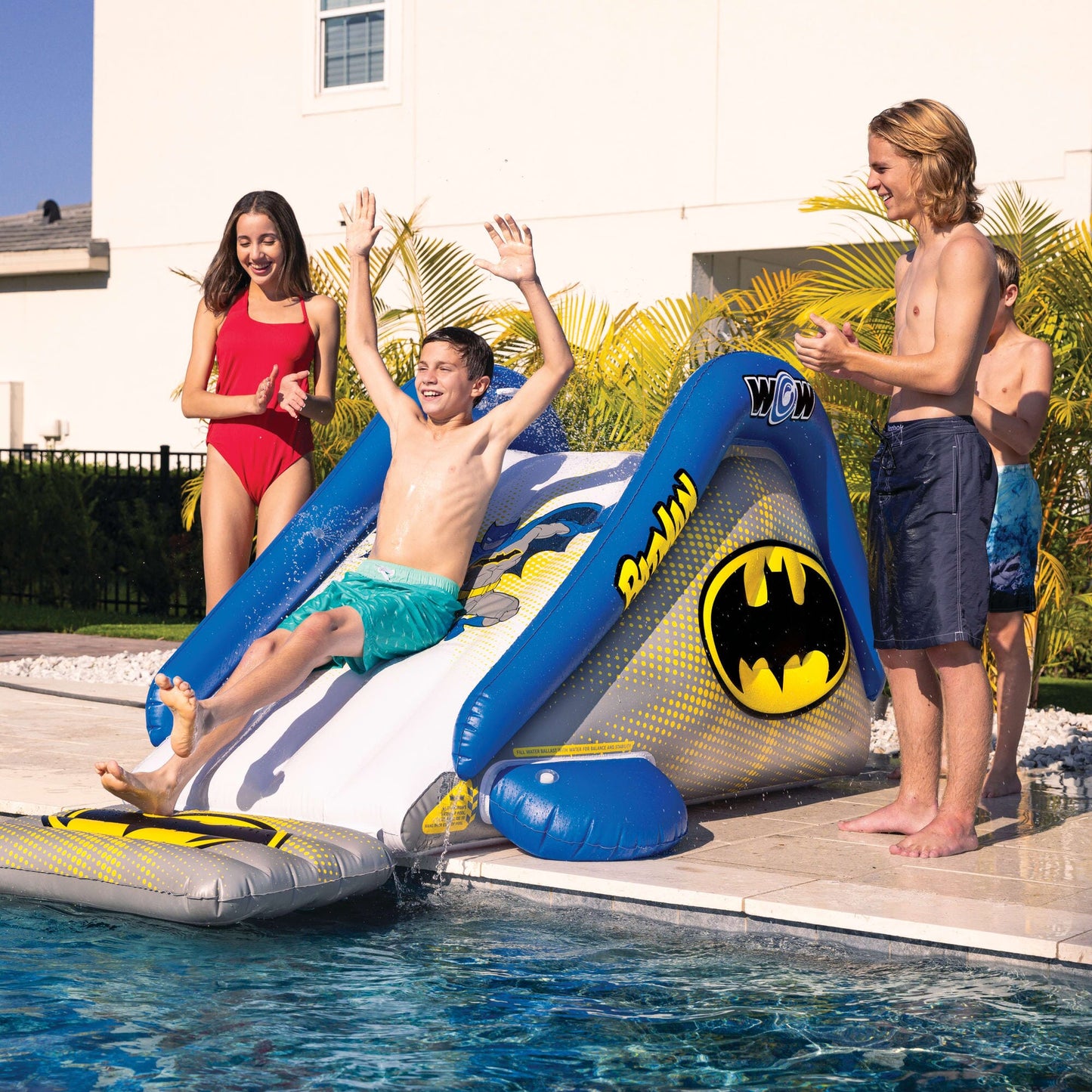 Batman Pool Slide with Built-in Soaker Sprinklers
